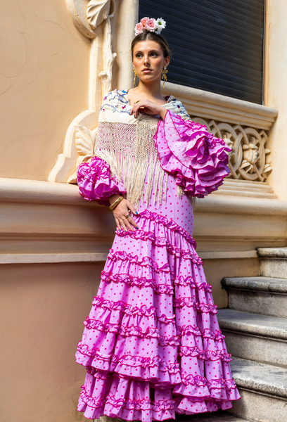 Traje Flamenca Lunar Malva – El Ropero de Carmela
