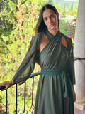 Vestido bicolor verde