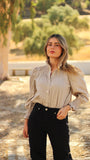 Blusa cuello engomado Beig