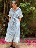Camisero oversize bordado celeste