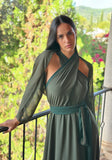 Vestido bicolor verde
