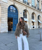 Chaqueta pelo natural crop