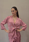 Traje fluido estampado satinado