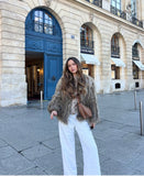 Chaqueta pelo natural crop