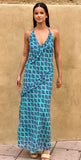 Vestido turquesa volantes