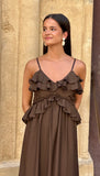 Vestido volantes marrón chocolate