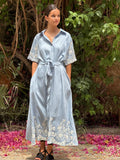 Camisero oversize bordado celeste