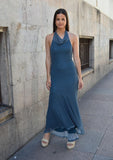 Vestido Tul Rayas petróleo
