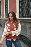 Chaleco punto flores boradas