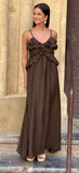 Vestido volantes marrón chocolate