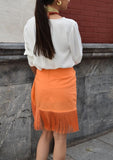 Falda Flecos lisa naranja