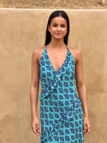 Vestido turquesa volantes