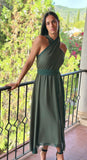 Vestido bicolor verde