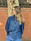 Blusa vaquera cuello engomado