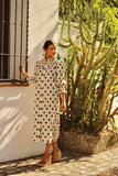 Vestido cuello engomado beig
