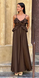Vestido volantes marrón chocolate