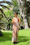 Vestido engomado Gruno camel