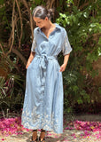 Camisero oversize bordado celeste