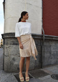 Falda flecos lisa beig