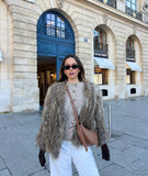 Chaqueta pelo natural crop