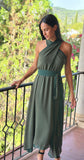 Vestido bicolor verde
