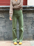 Jeans verde kaki botones dorados