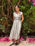 Vestido cintas beig