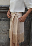 Falda flecos lisa beig