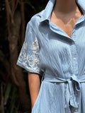 Camisero oversize bordado celeste
