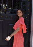 Vestido volante coral
