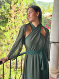 Vestido bicolor verde