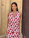 Conjunto Halter flor roja
