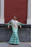 Traje de Flamenca Lunares canastero Verdeagua