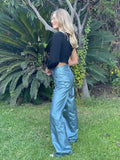 Jeans metalizados wideleg