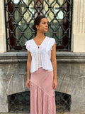 Blusa blanca lino volantes