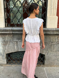 Blusa blanca lino volantes