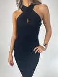 Vestido ajustado escote cruzado