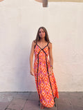 Vestido estampado naranja lazo negro