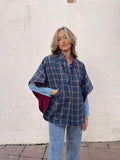 Poncho/capa cuadros azul marino