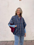 Poncho/capa cuadros azul marino