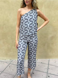 Conjunto asimetrico estampado gris