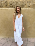 Vestido fluido encaje hombros