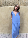 Vestido fluido encaje hombros