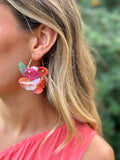 Pendientes hojas de tela multicolor