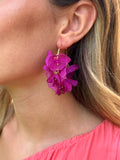 Pendientes de hojas de tela buganvilla