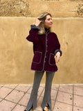 Chaqueta terciopelo reversible bicolor berenjena