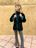 Chaqueta terciopelo reversible bicolor negra