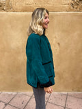 Chaqueta terciopelo reversible bicolor petróleo
