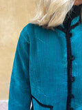 Chaqueta terciopelo reversible bicolor petróleo