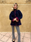 Chaqueta terciopelo reversible bicolor azul marino